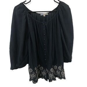 3/$15 Cecico blue boho wide dolman style sleeves top